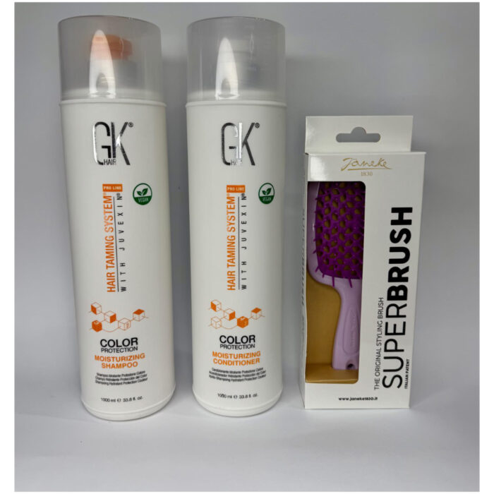 MARKONI. Набір шампунь +кондиціонер GKhair Global Keratin Moisturizing + щітка janeke у подарунок
